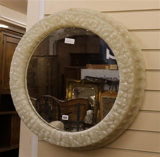 A 1950s illuminated wall mirror W.75cm